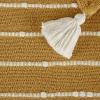 imageDII Striped Throw Collection Cotton Slub HandTied Tassels 50x60 Honey Gold ampamp OffWhiteHoney Gold  Offwhite