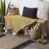 imageDII Striped Throw Collection Cotton Slub HandTied Tassels 50x60 Honey Gold ampamp OffWhiteHoney Gold  Offwhite