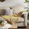 imageDII Striped Throw Collection Cotton Slub HandTied Tassels 50x60 Honey Gold ampamp OffWhiteHoney Gold  Offwhite