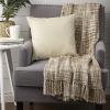 imageDII Textured Modern Varigated Acrylic Woven Throw 50x60Inch Black ampamp WhiteStone