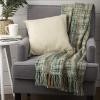 imageDII Textured Modern Varigated Acrylic Woven Throw 50x60Inch Black ampamp WhiteTeal