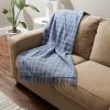 imageDII Transitional Checked Plaid Woven Throw 50x60 Barn RedStonewash Blue