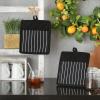 imageProfessional and Commercial Grade Chef Stripe Kitchen Potholders Tango RedBlack