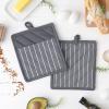 imageProfessional and Commercial Grade Chef Stripe Kitchen Potholders Tango RedGray