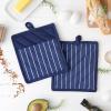 imageProfessional and Commercial Grade Chef Stripe Kitchen Potholders Tango RedNautical Blue