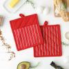 imageProfessional and Commercial Grade Chef Stripe Kitchen Potholders Tango RedTango Red