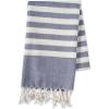 image100 Cotton Soft ampamp Absorbent Decorative Turkish Fouta Towel with Twisted Fringe for Home Beach Pool or Dcor Use As Blanket or Throw  Coral StripeNautical Blue