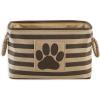 imageBone Dry Pet Storage Collection Striped Paw Patch Bin Small Round NavyBrown