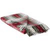 imageDII Christmas Plaid Dcor Collection Recycled Cotton Throw Size Holiday Blankets 50x60 Tartan Holly RedCozy White