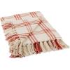 imageDII Modern Farmhouse Plaid Collection Cotton Fringe Throw Blanket 50x60 WhiteStoneWhiteVintage Red
