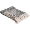 imageDII Modern Zig Zag Throw Blanket Woven Cotton HandKnotted 25quot Fringe 50x60 NaturalBlack