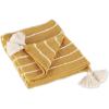 imageDII Striped Throw Collection Cotton Slub HandTied Tassels 50x60 Honey Gold ampamp OffWhiteHoney Gold  Offwhite