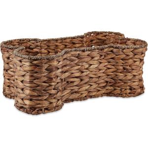 imageBone Dry Pet Storage Collection Bone Shape Hyacinth Toy Basket Natural MediumDark Brown