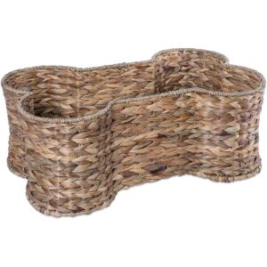 imageBone Dry Pet Storage Collection Bone Shape Hyacinth Toy Basket Natural MediumNatural
