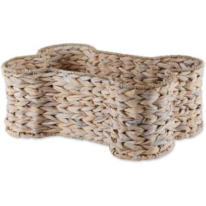 imageBone Dry Pet Storage Collection Bone Shape Hyacinth Toy Basket Natural MediumWhite Wash