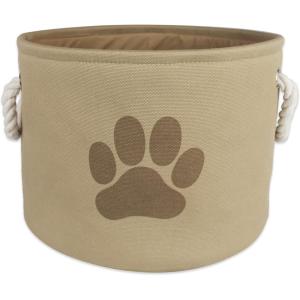 imageBone Dry Pet Storage Collection Collapsible Bin Medium Round Taupe