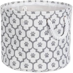 imageBone Dry Pet Storage Collection Lattice Paw Print Medium Round WhiteGray