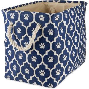 imageBone Dry Pet Storage Collection Lattice Paw Print Small Round WhiteAquaNautical Blue