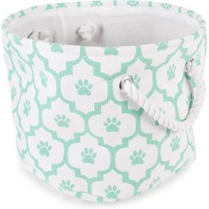imageBone Dry Pet Storage Collection Lattice Paw Print Small Round WhiteAquaWhiteAqua