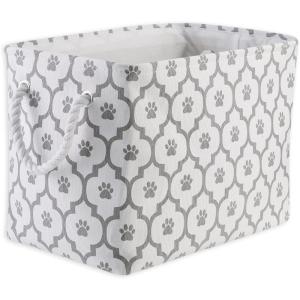 imageBone Dry Pet Storage Collection Lattice Paw Print Small Round WhiteAquaWhiteGray