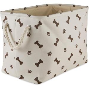 imageBone Dry Pet Storage Collection Paw and Bone Print Small Rectangle 14x8x9quot RoseDark Brown