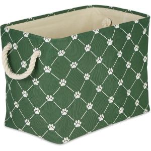 imageBone Dry Pet Storage Collection Paw and Bone Print Small Rectangle 14x8x9quot RoseHunter Green Trellis
