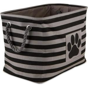 imageBone Dry Pet Storage Collection Striped Paw Patch Bin Small Round NavyBlack