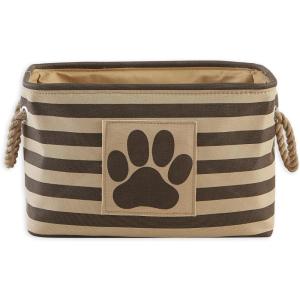 imageBone Dry Pet Storage Collection Striped Paw Patch Bin Small Round NavyBrown