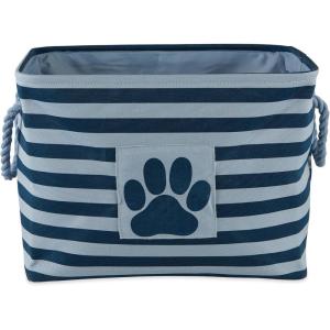 imageBone Dry Pet Storage Collection Striped Paw Patch Bin Small Round NavyDark Navy