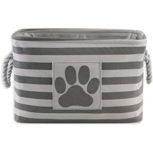imageBone Dry Pet Storage Collection Striped Paw Patch Bin Small Round NavyGray