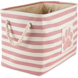 imageBone Dry Pet Storage Collection Striped Paw Patch Bin Small Round NavyRose