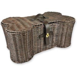 imageBone Dry Pet Storage Collection Toy Basket Medium 21x13x8quot Brown Plastic WickerBrown Plastic Wicker