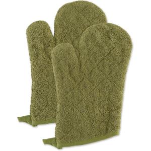 imageDII Basic Terry Collection 100 Cotton Quilted Oven Mitt Aqua 2 PieceAntique Green
