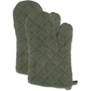 imageDII Basic Terry Collection 100 Cotton Quilted Oven Mitt Aqua 2 PieceArtichoke
