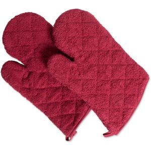 imageDII Basic Terry Collection 100 Cotton Quilted Oven Mitt Aqua 2 PieceBarn Red