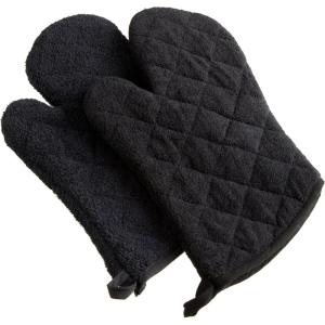 imageDII Basic Terry Collection 100 Cotton Quilted Oven Mitt Aqua 2 PieceBlack