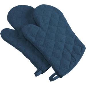 imageDII Basic Terry Collection 100 Cotton Quilted Oven Mitt Aqua 2 PieceBlue
