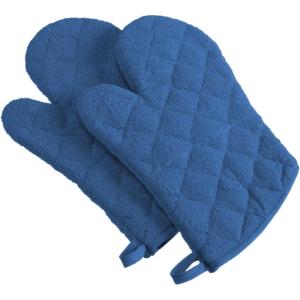 imageDII Basic Terry Collection 100 Cotton Quilted Oven Mitt Aqua 2 PieceBlueberry