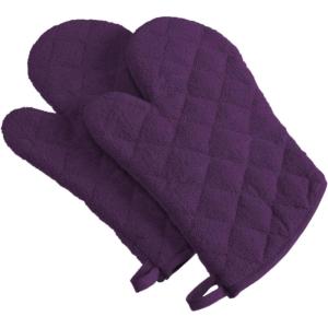 imageDII Basic Terry Collection 100 Cotton Quilted Oven Mitt Aqua 2 PieceEggplant