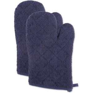 imageDII Basic Terry Collection 100 Cotton Quilted Oven Mitt Aqua 2 PieceFrench Blue
