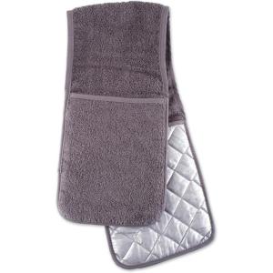 imageDII Basic Terry Collection 100 Cotton Quilted Oven Mitt Aqua 2 PieceGray