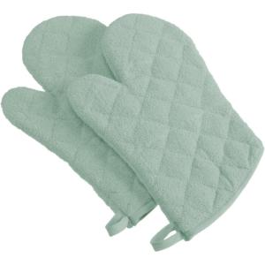 imageDII Basic Terry Collection 100 Cotton Quilted Oven Mitt Aqua 2 PieceMint
