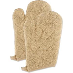 imageDII Basic Terry Collection 100 Cotton Quilted Oven Mitt Aqua 2 PiecePebble