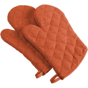 imageDII Basic Terry Collection 100 Cotton Quilted Oven Mitt Aqua 2 PieceSpice