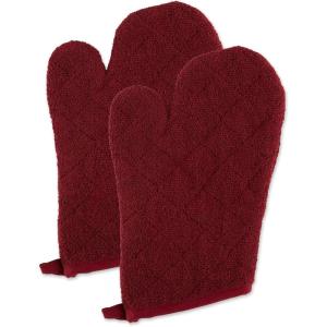 imageDII Basic Terry Collection 100 Cotton Quilted Oven Mitt Aqua 2 PieceWine