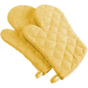imageDII Basic Terry Collection 100 Cotton Quilted Oven Mitt Aqua 2 PieceYellow