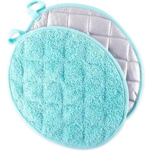 imageDII Basic Terry Collection Quilted 100 Cotton Pan Handle Black 3 PieceAqua
