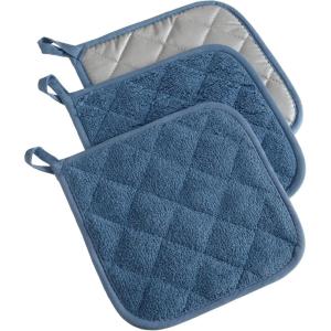 imageDII Basic Terry Collection Quilted 100 Cotton Pan Handle Black 3 PieceBlue