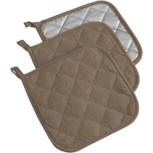 imageDII Basic Terry Collection Quilted 100 Cotton Pan Handle Black 3 PieceBrown