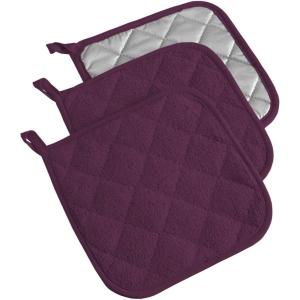 imageDII Basic Terry Collection Quilted 100 Cotton Pan Handle Black 3 PieceEggplant